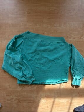 We The Free Teal Off-Shoulder Sweatshirt